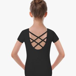 Girls Black Crisscross Back Leotard